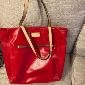 Kate Spade red patent leather tote bag
